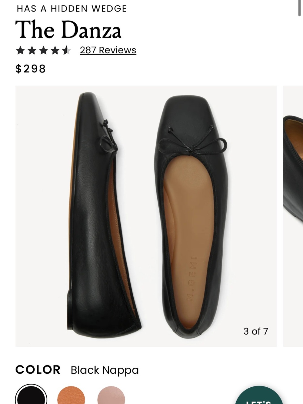 M. Gemi The Danza Black Nappa Ballet Flat with Bow
